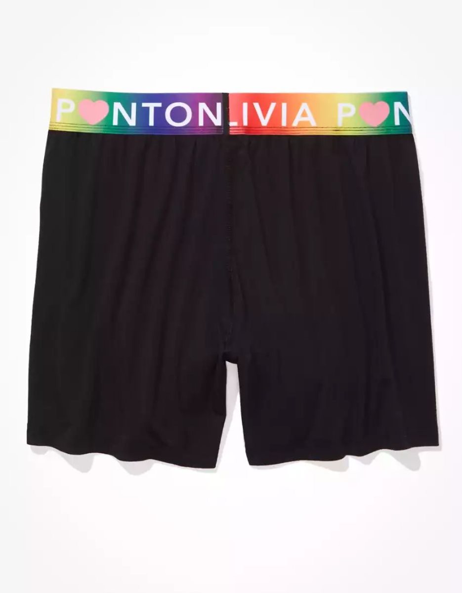 Shorts De Bain American Eagle AE Olivia Ponton Pride Ultra Soft Noir Homme | SQV-59646525